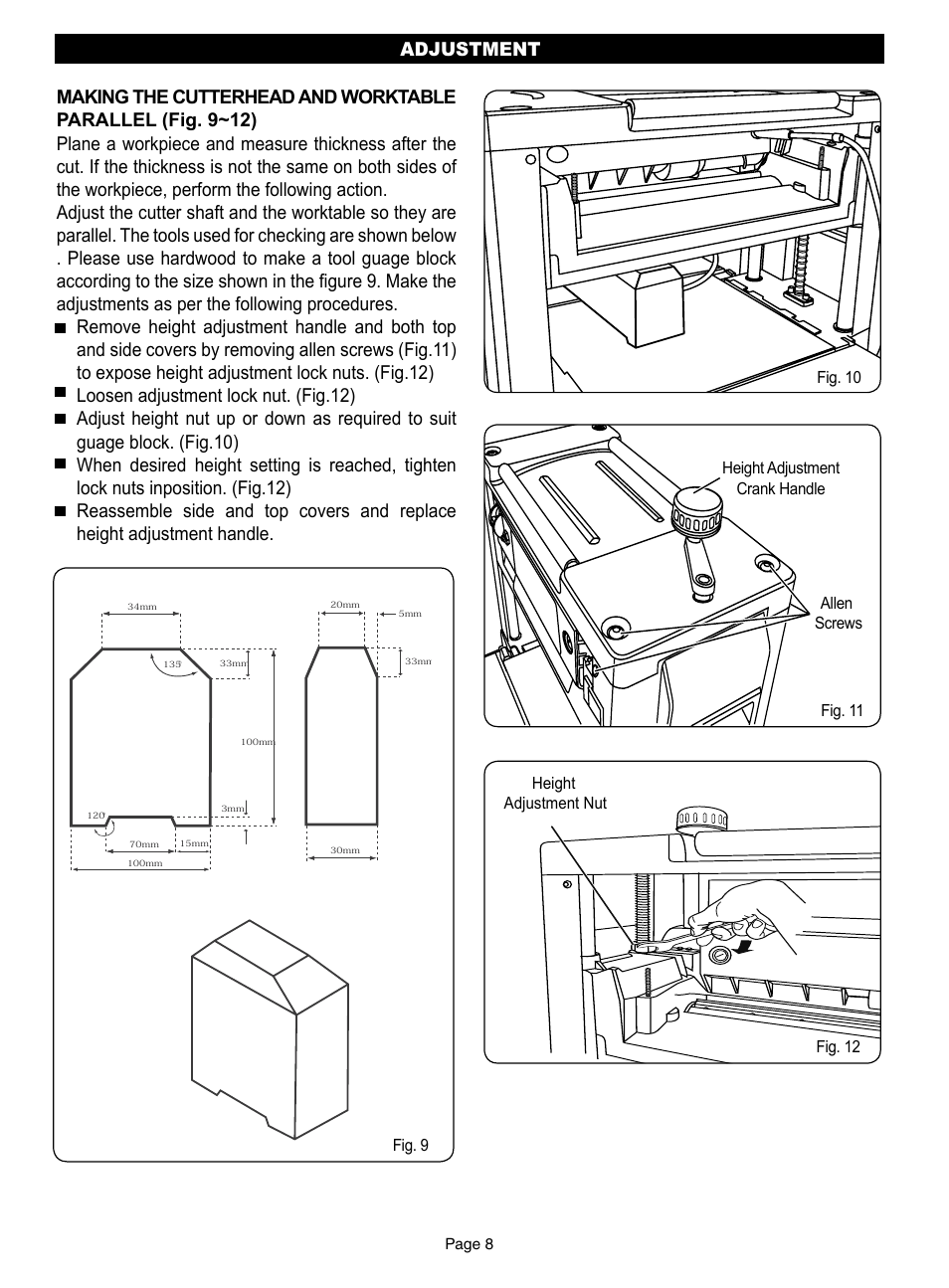 Adjustment | Ryobi AP13AK User Manual | Page 9 / 14