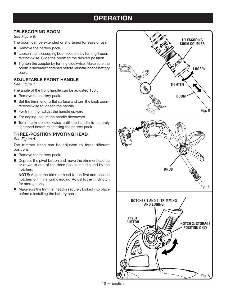 Operation | Ryobi P2000 User Manual | Page 10 / 20