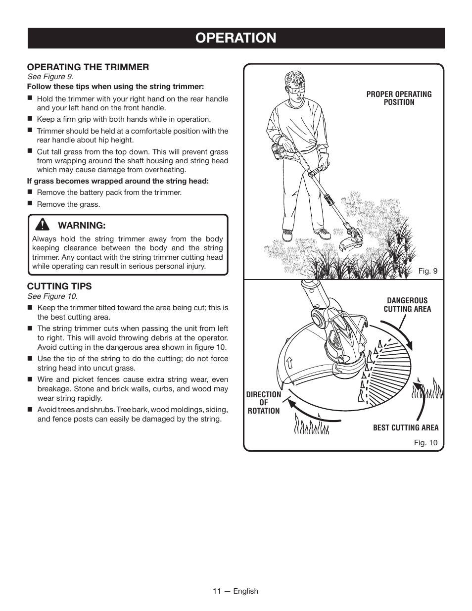 Operation | Ryobi P2000 User Manual | Page 11 / 20