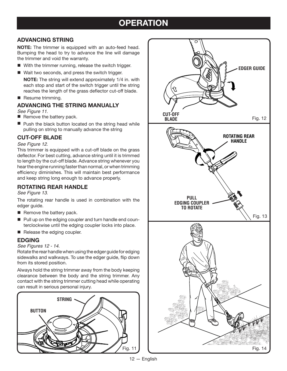 Operation | Ryobi P2000 User Manual | Page 12 / 20