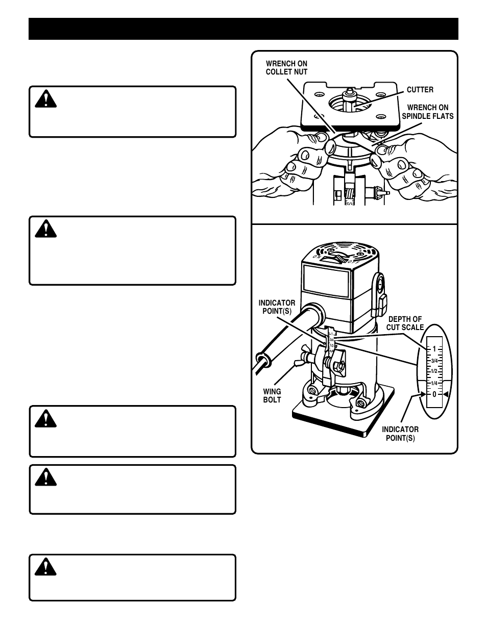 Adjustments, Warning | Ryobi TR31 User Manual | Page 8 / 16