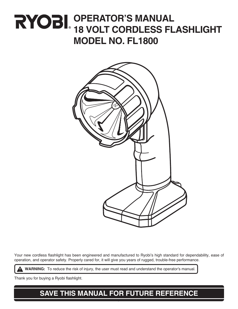 Ryobi FL1800 User Manual | 10 pages