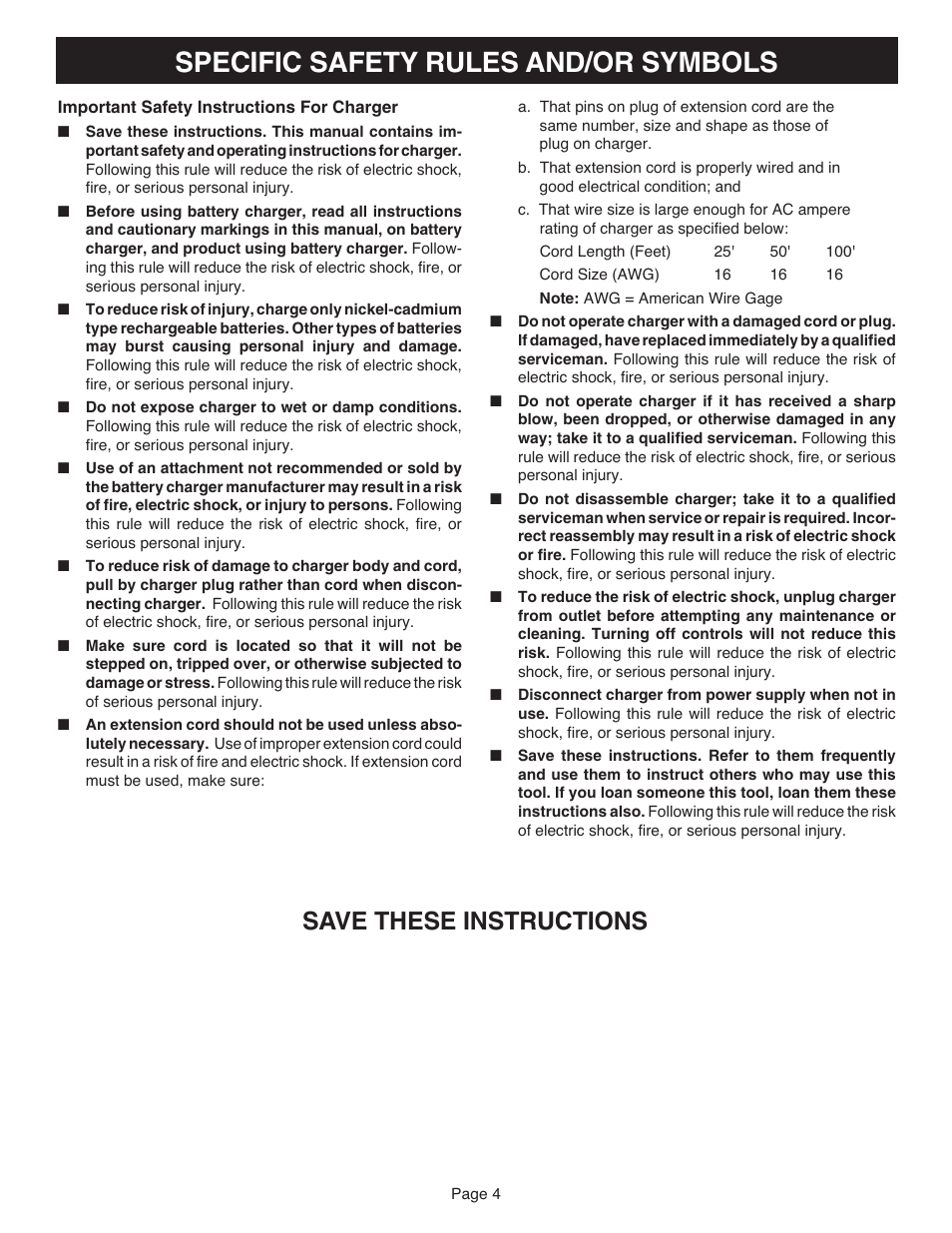Specific safety rules and/or symbols, Save these instructions | Ryobi FL1800 User Manual | Page 4 / 10