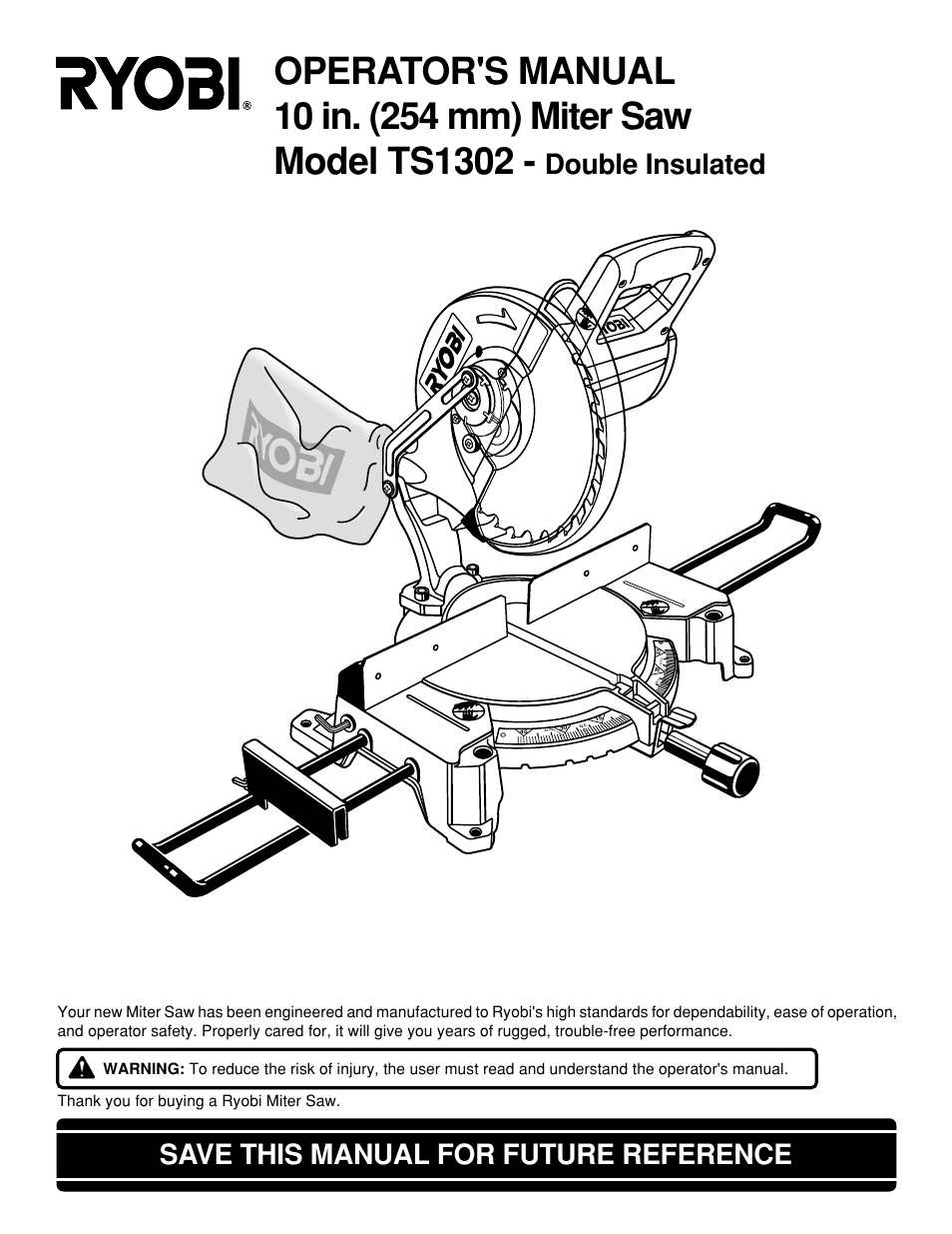 Ryobi TS1302 User Manual | 22 pages