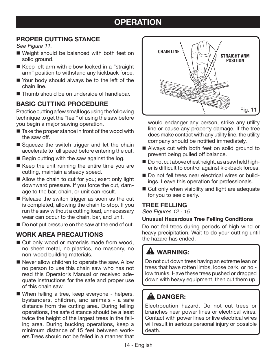 Operation | Ryobi P545 User Manual | Page 14 / 76