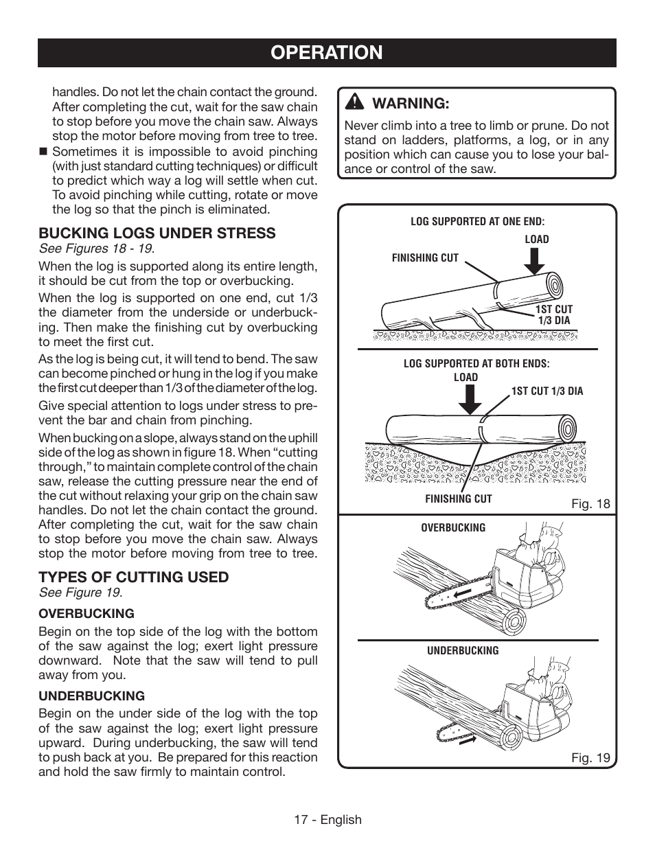 Operation | Ryobi P545 User Manual | Page 17 / 76