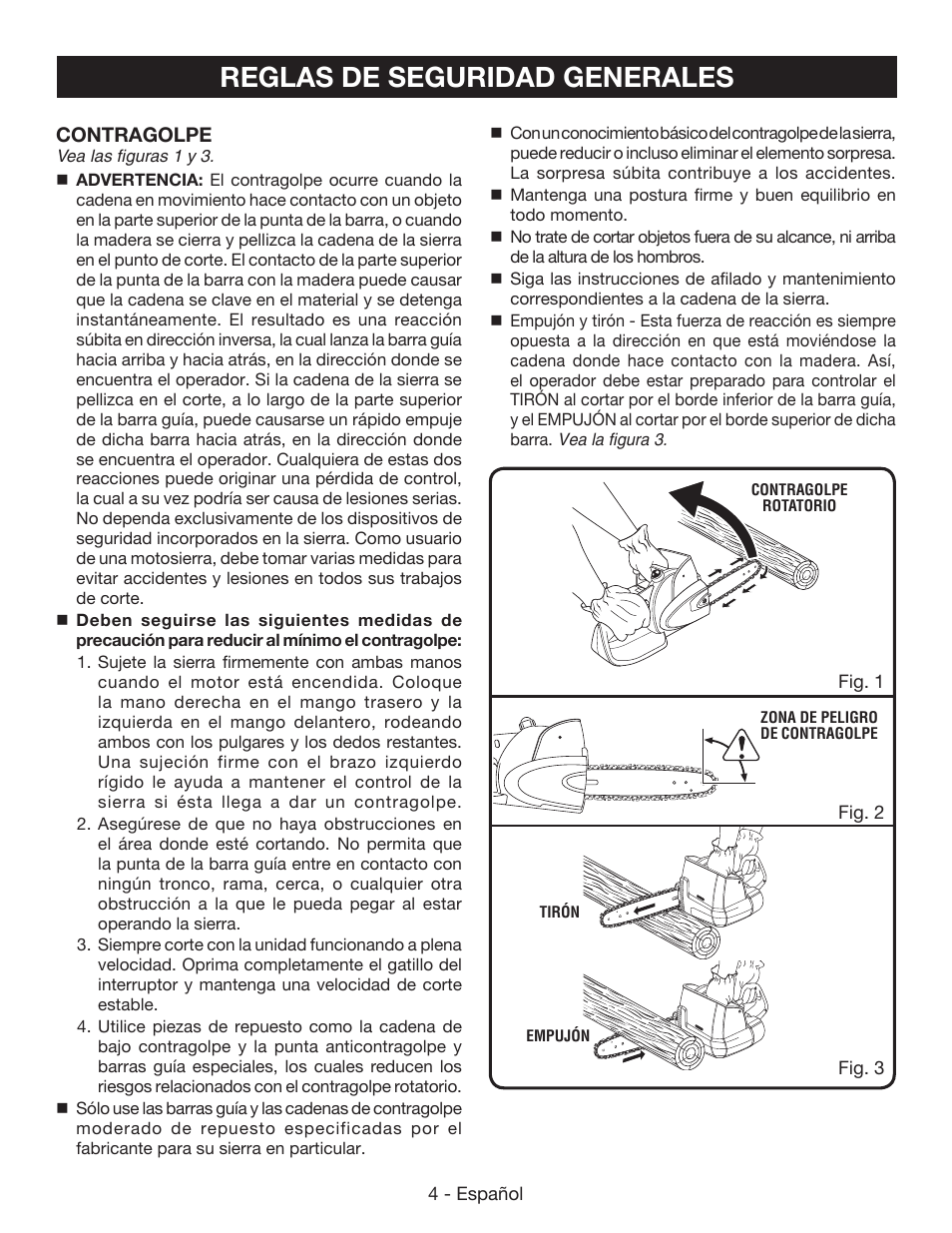 Reglas de seguridad generales | Ryobi P545 User Manual | Page 52 / 76