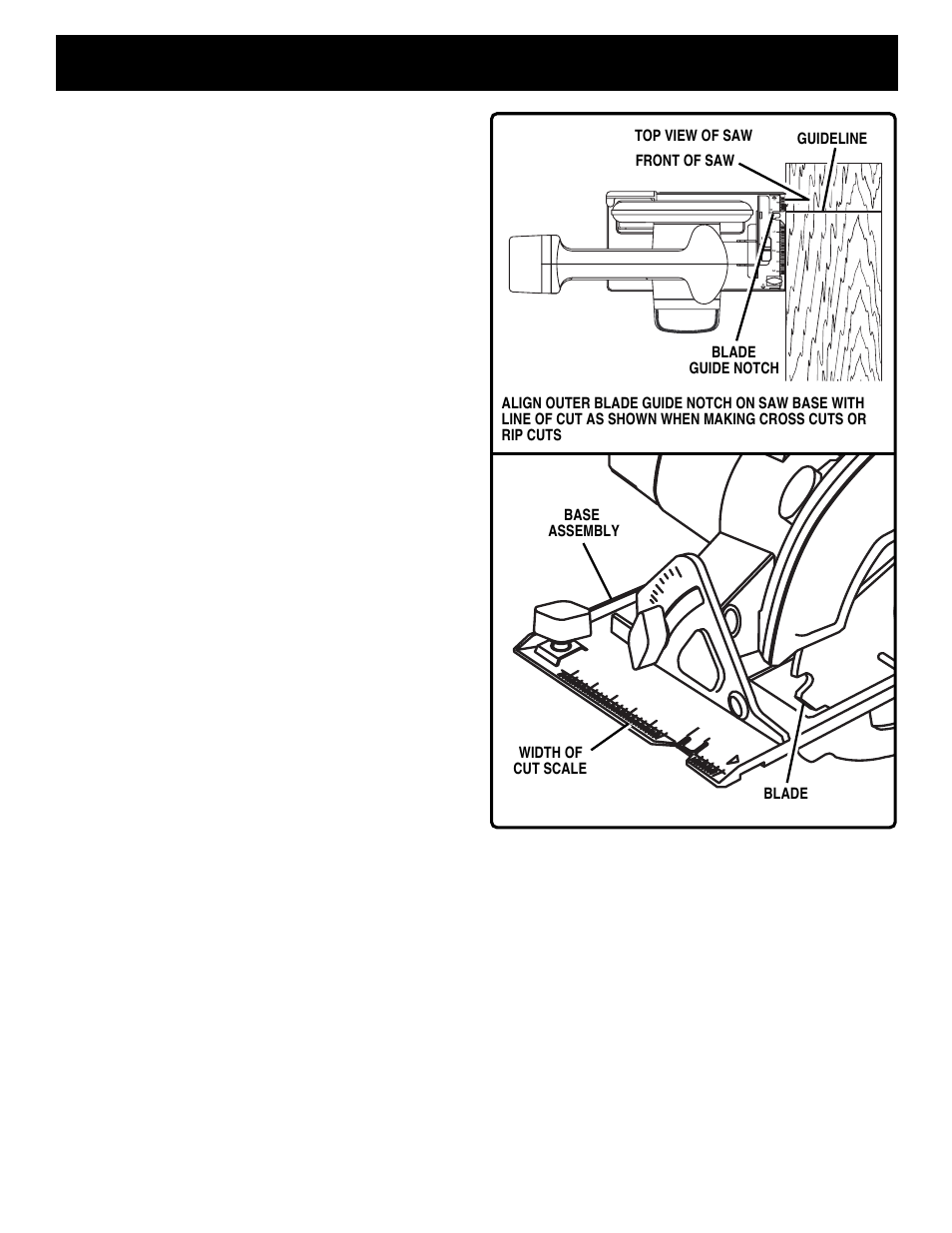 Operation, Width of cut scale | Ryobi RY6200 User Manual | Page 14 / 20