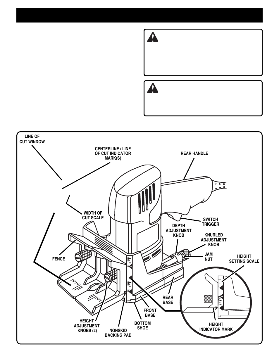 Features, Warning, Know your detail biscuit joiner | Ryobi DBJ50 User Manual | Page 8 / 22