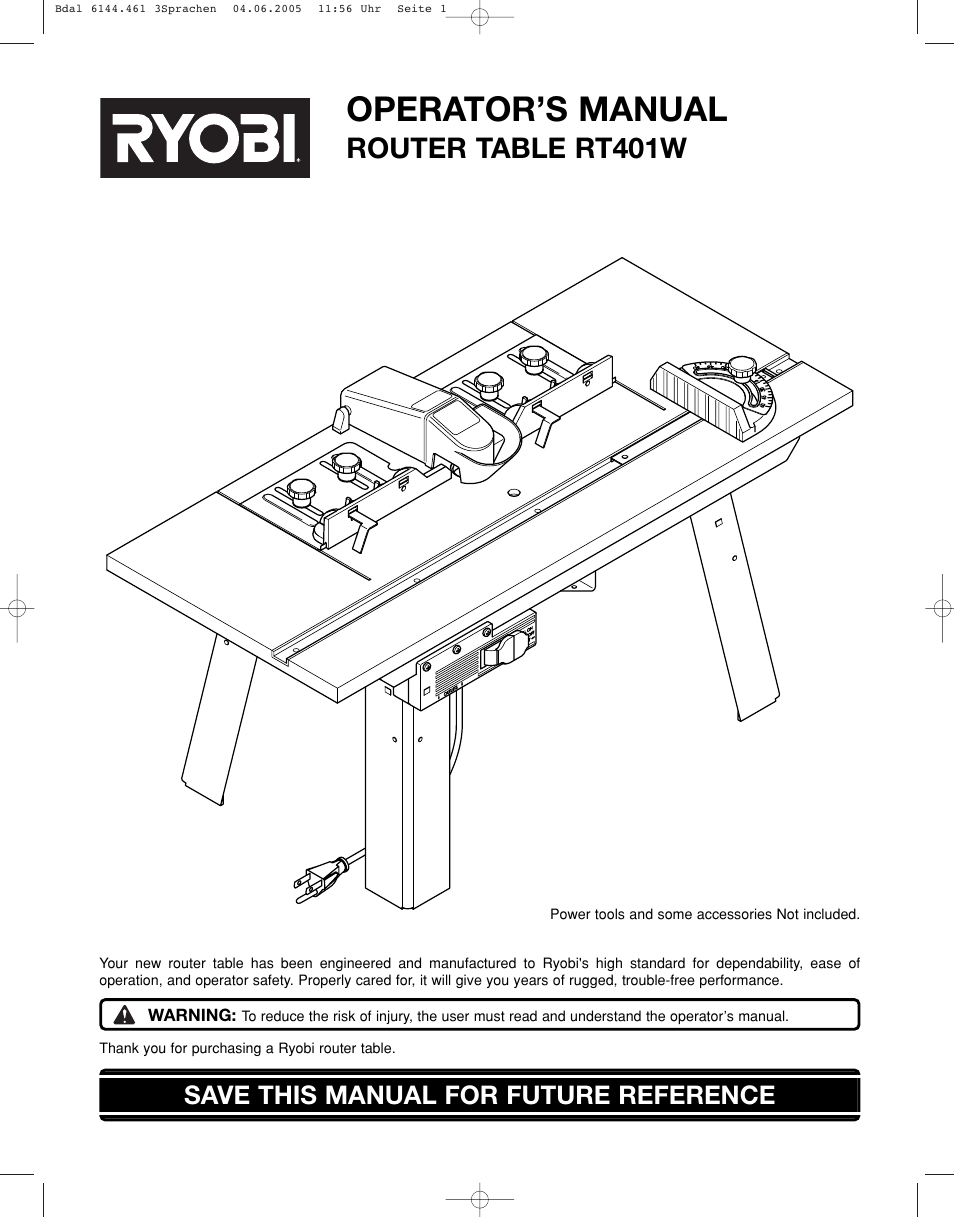 Ryobi RT401W User Manual | 24 pages