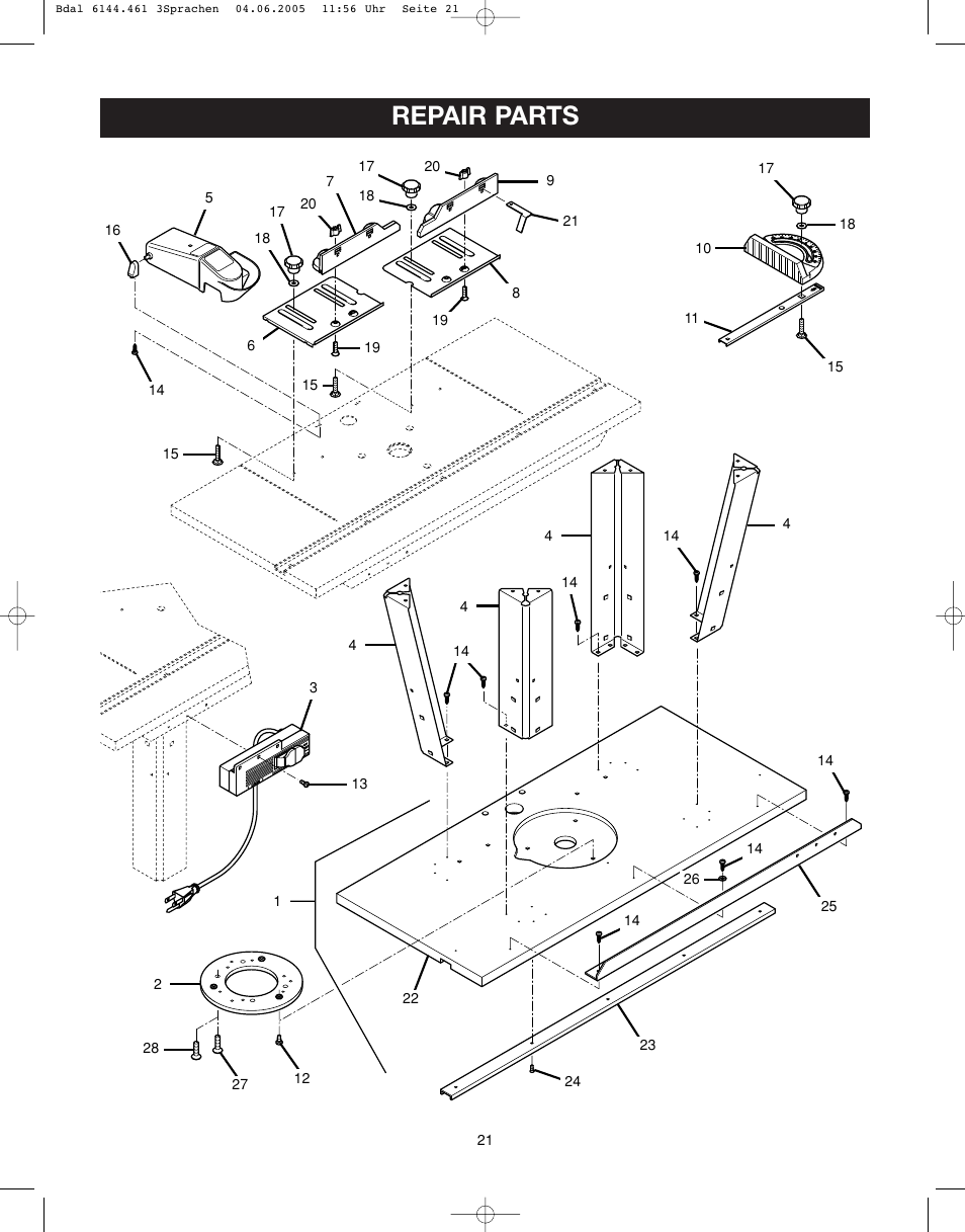 Repair parts | Ryobi RT401W User Manual | Page 21 / 24