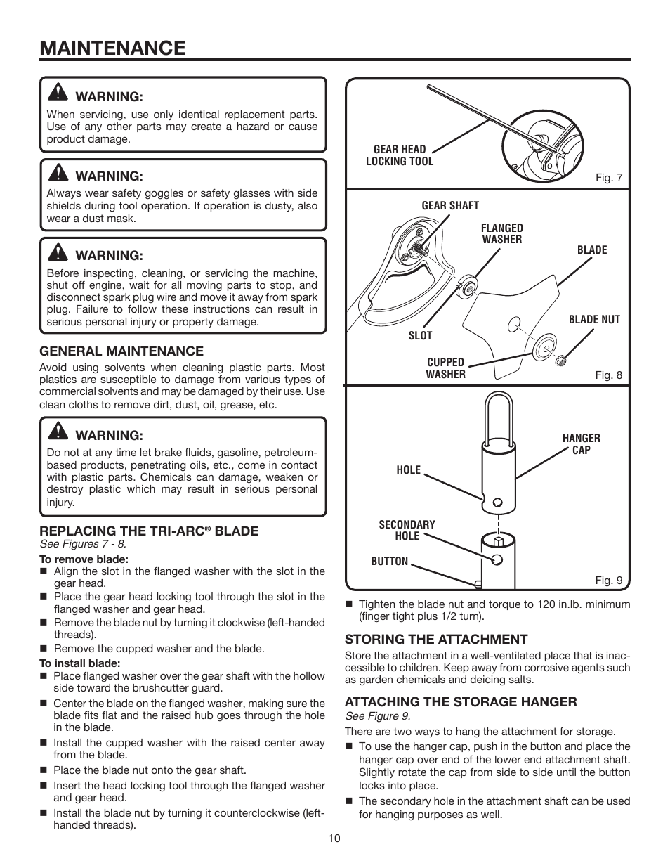 Maintenance | Ryobi Expand-it UT15702B User Manual | Page 10 / 14