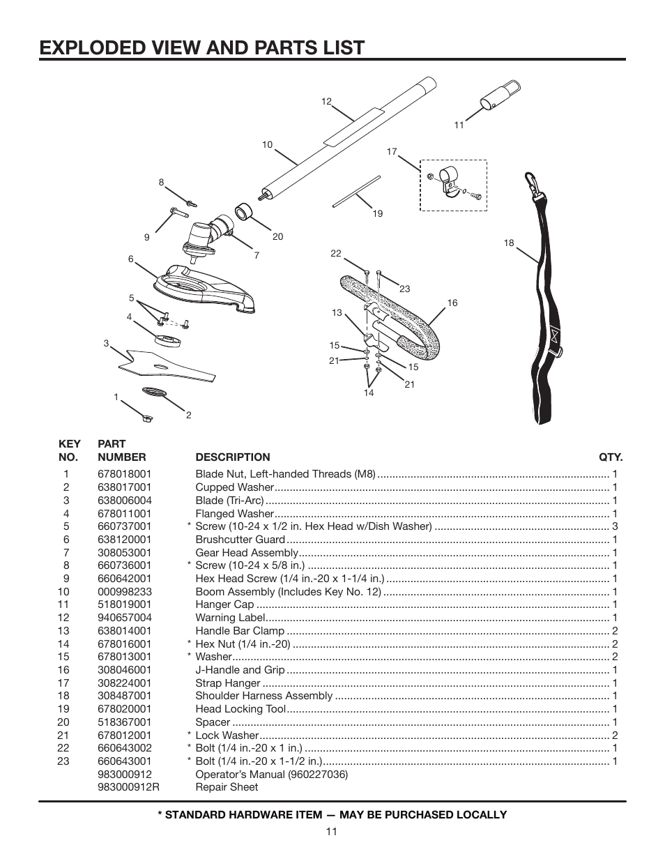 Exploded view and parts list | Ryobi Expand-it UT15702B User Manual | Page 11 / 14