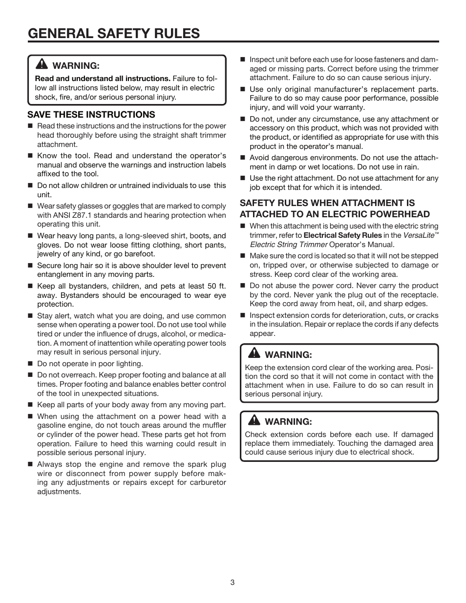 General safety rules | Ryobi Expand-it UT15702B User Manual | Page 3 / 14