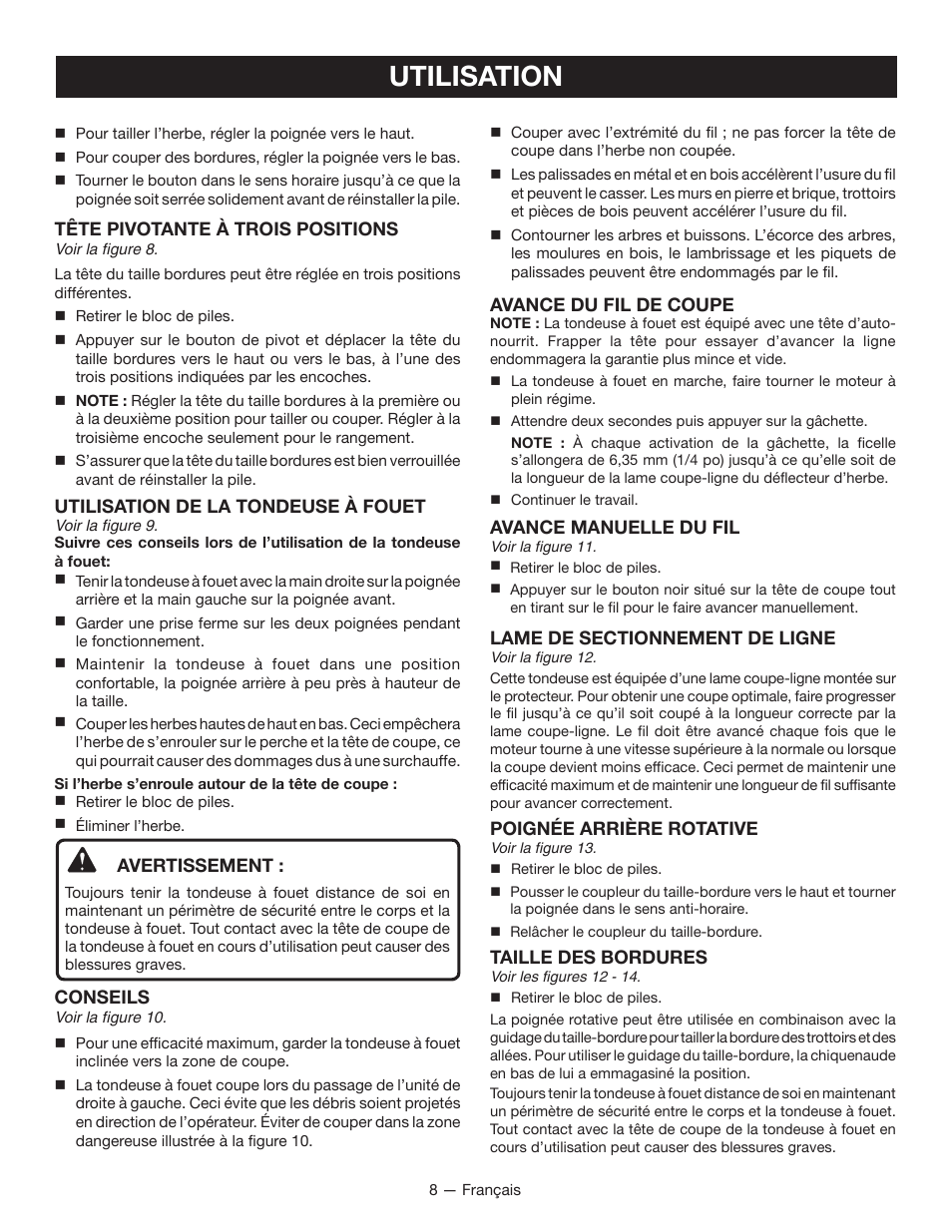 Utilisation | Ryobi P2005 User Manual | Page 20 / 34