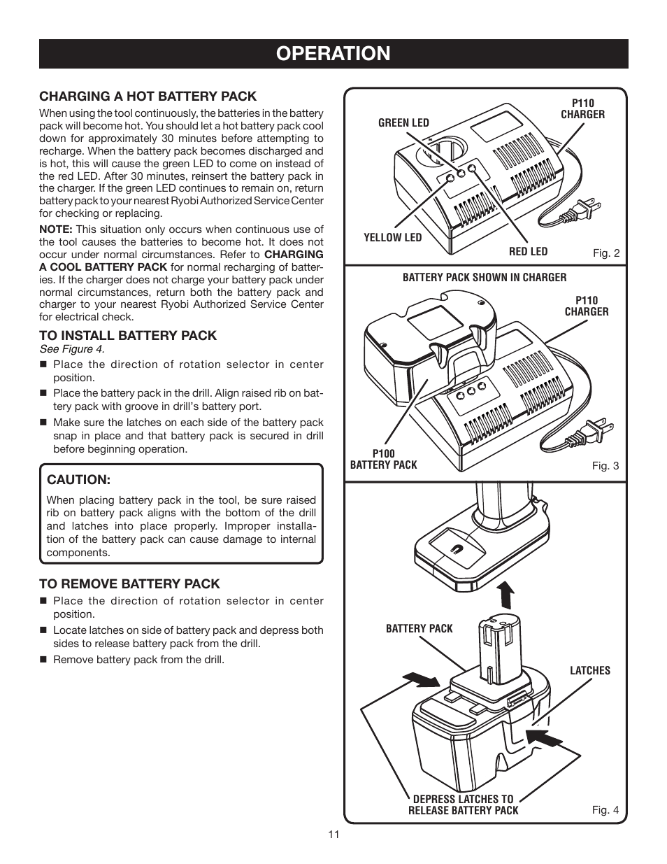 Operation | Ryobi P206 User Manual | Page 11 / 18