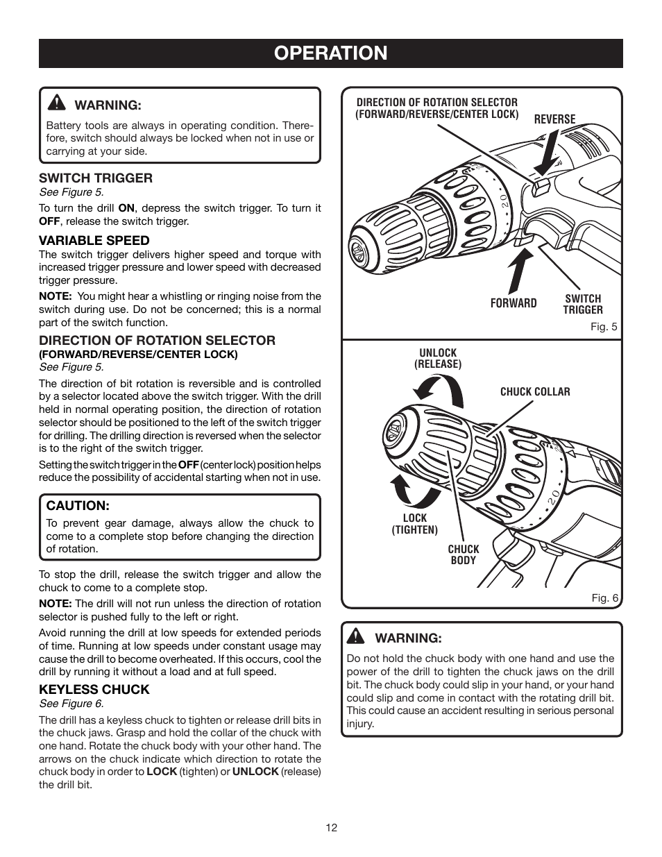 Operation | Ryobi P206 User Manual | Page 12 / 18