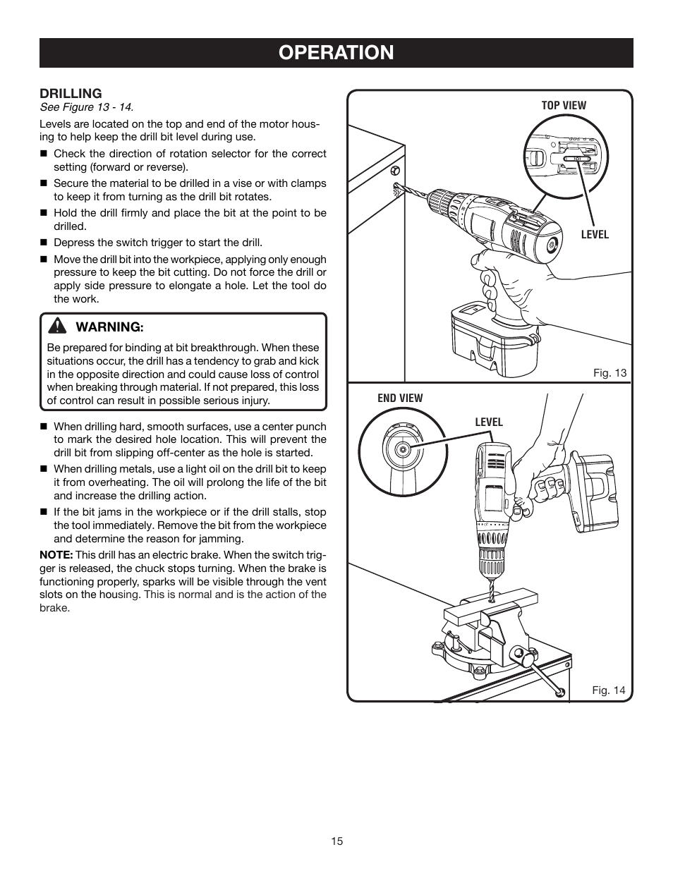 Operation | Ryobi P206 User Manual | Page 15 / 18