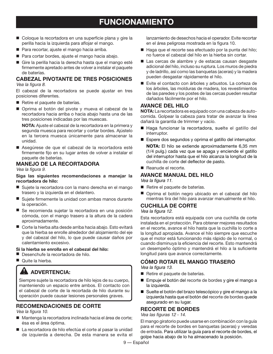 Funcionamiento | Ryobi P2001 User Manual | Page 31 / 38