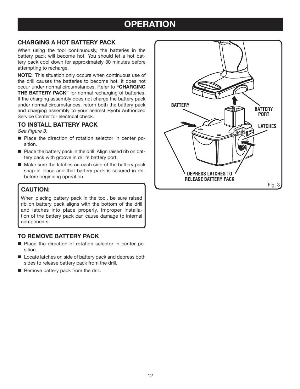 Operation | Ryobi HP496 User Manual | Page 12 / 20