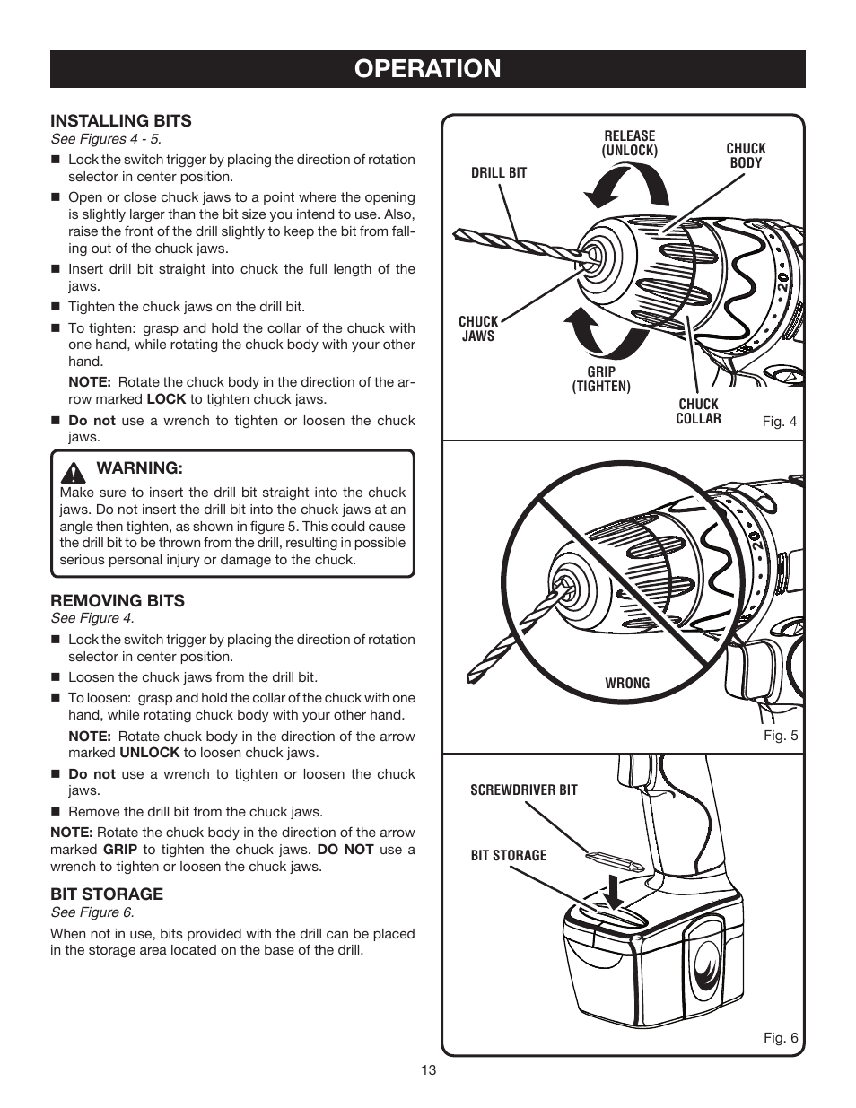 Operation | Ryobi HP496 User Manual | Page 13 / 20
