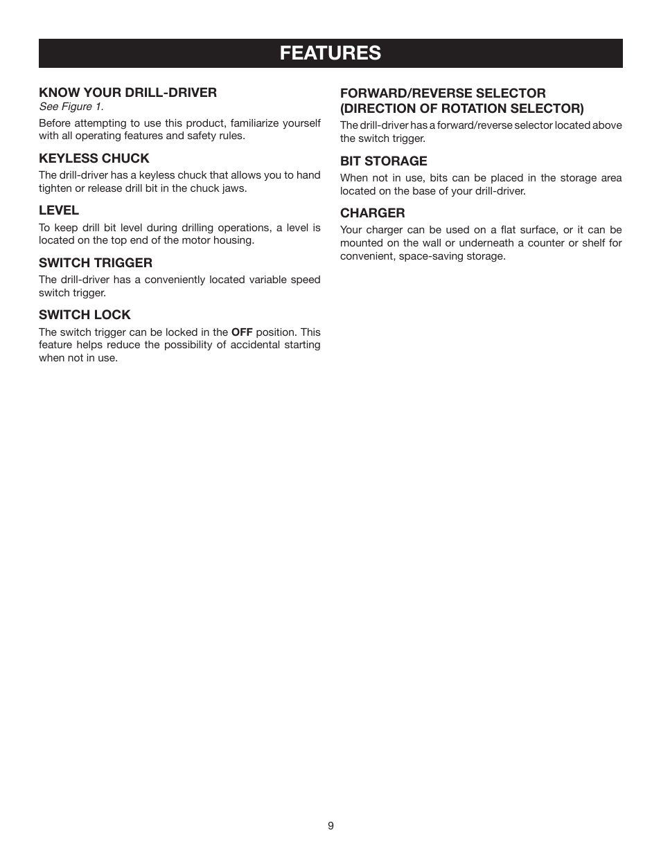 Features | Ryobi HP496 User Manual | Page 9 / 20