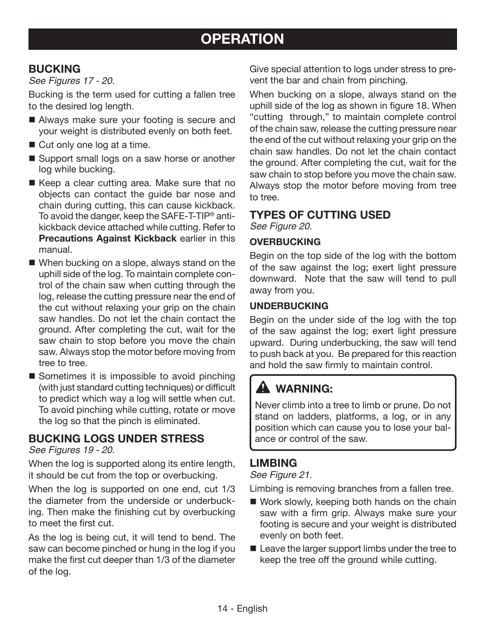 Operation | Ryobi P541 User Manual | Page 20 / 70