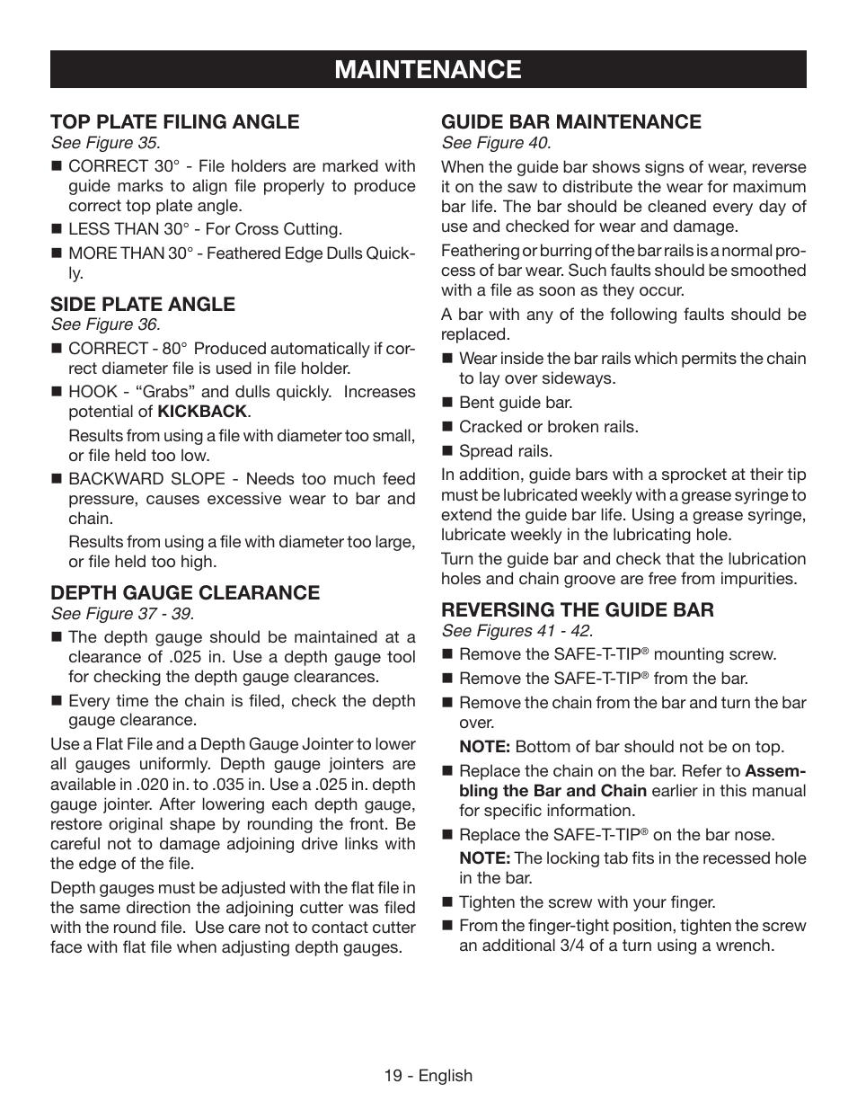 Maintenance | Ryobi P541 User Manual | Page 25 / 70