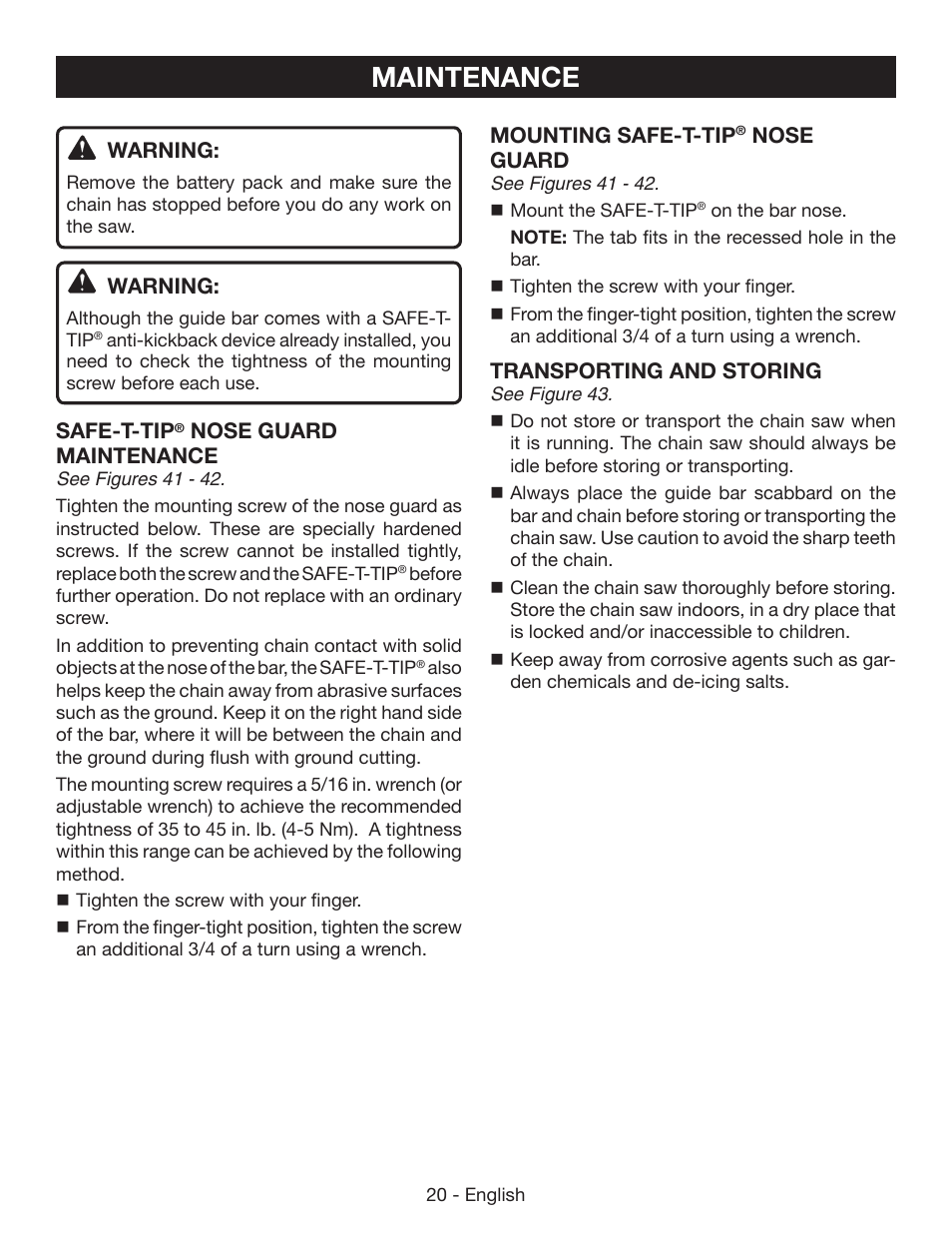 Maintenance | Ryobi P541 User Manual | Page 26 / 70