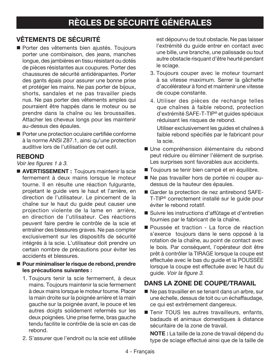 Règles de sécurité générales | Ryobi P541 User Manual | Page 30 / 70