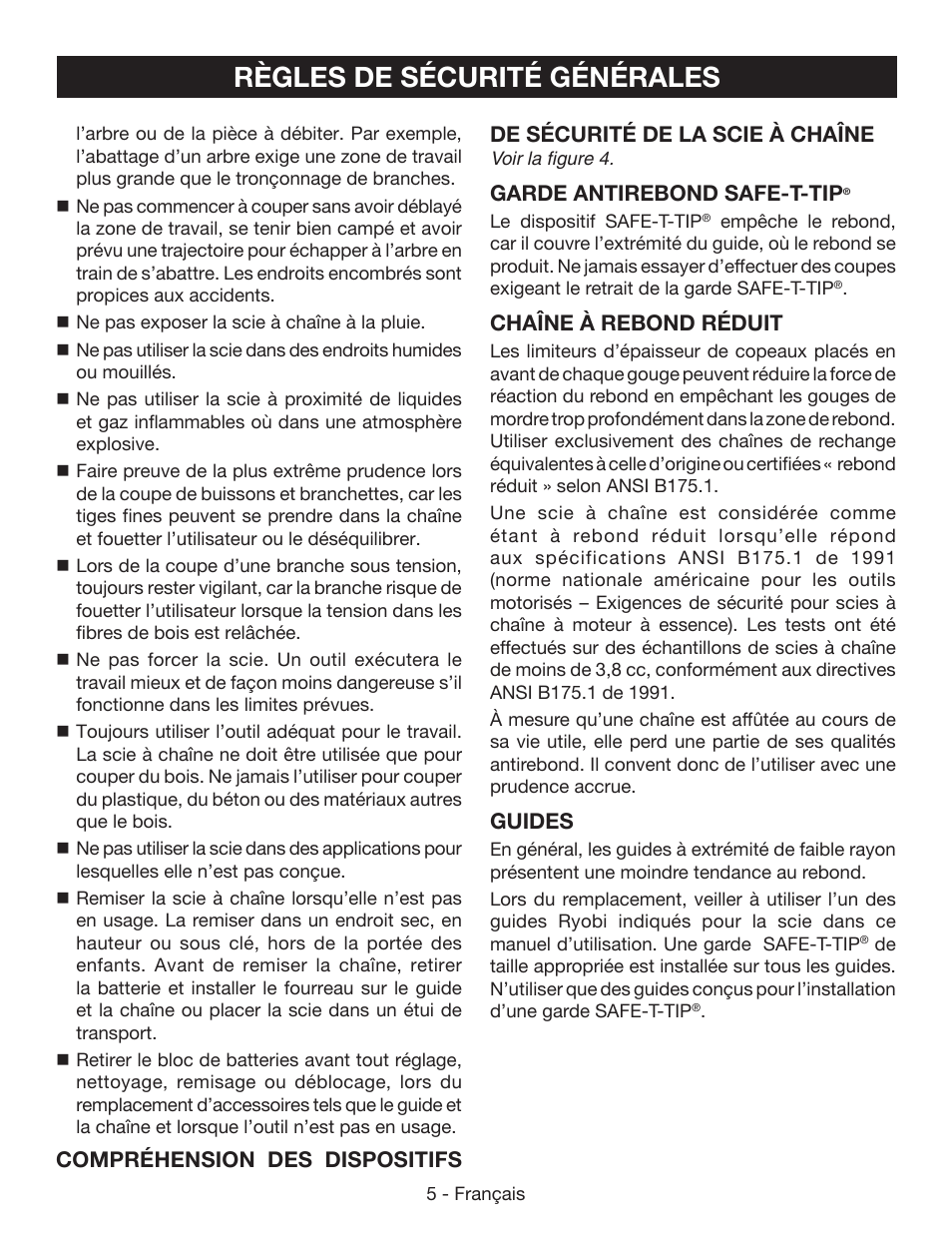 Règles de sécurité générales | Ryobi P541 User Manual | Page 31 / 70