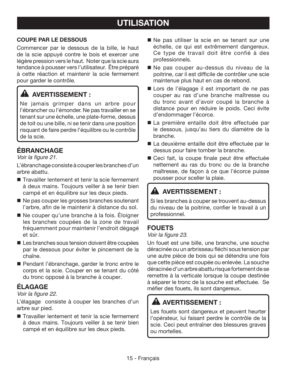 Utilisation | Ryobi P541 User Manual | Page 41 / 70