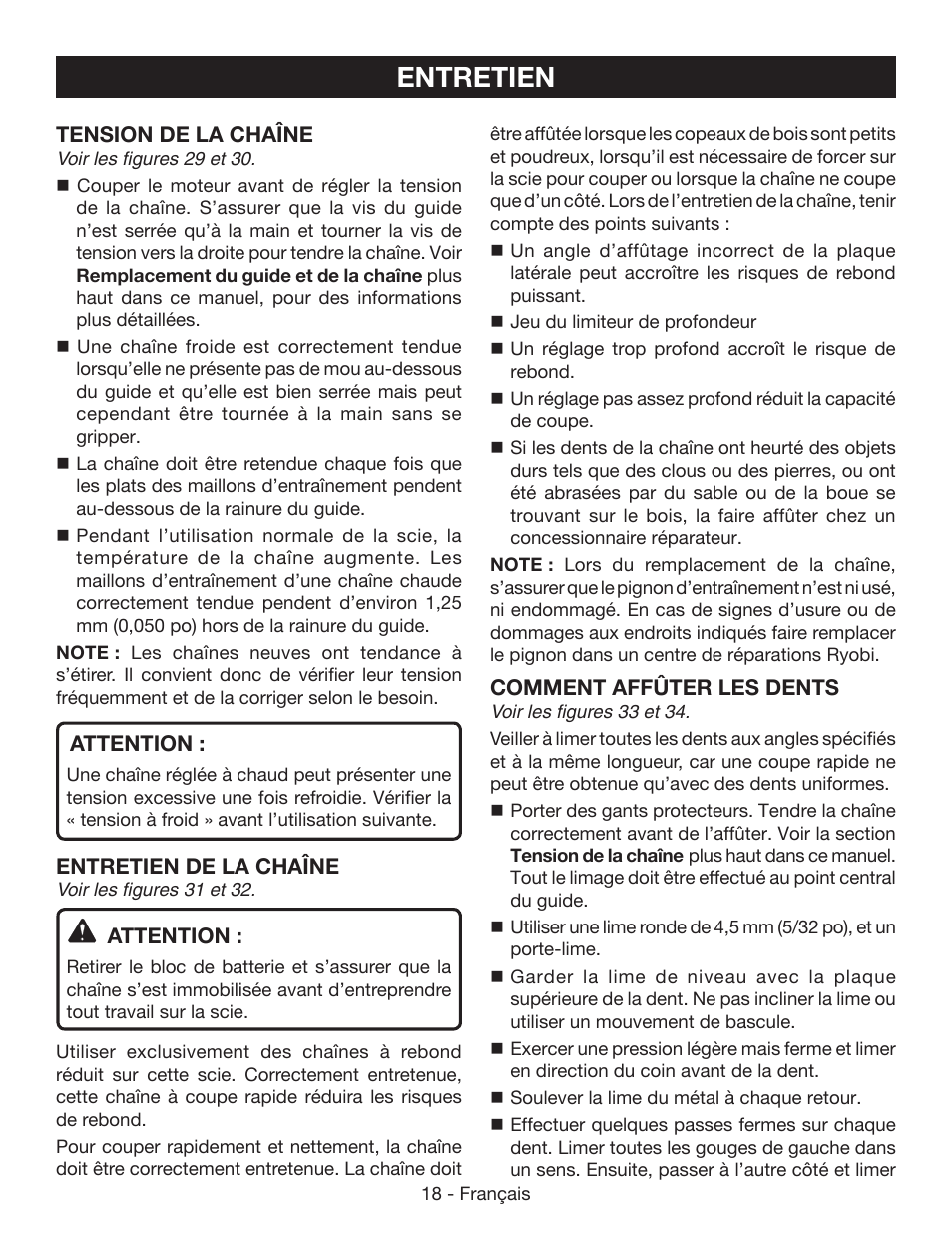 Entretien | Ryobi P541 User Manual | Page 44 / 70