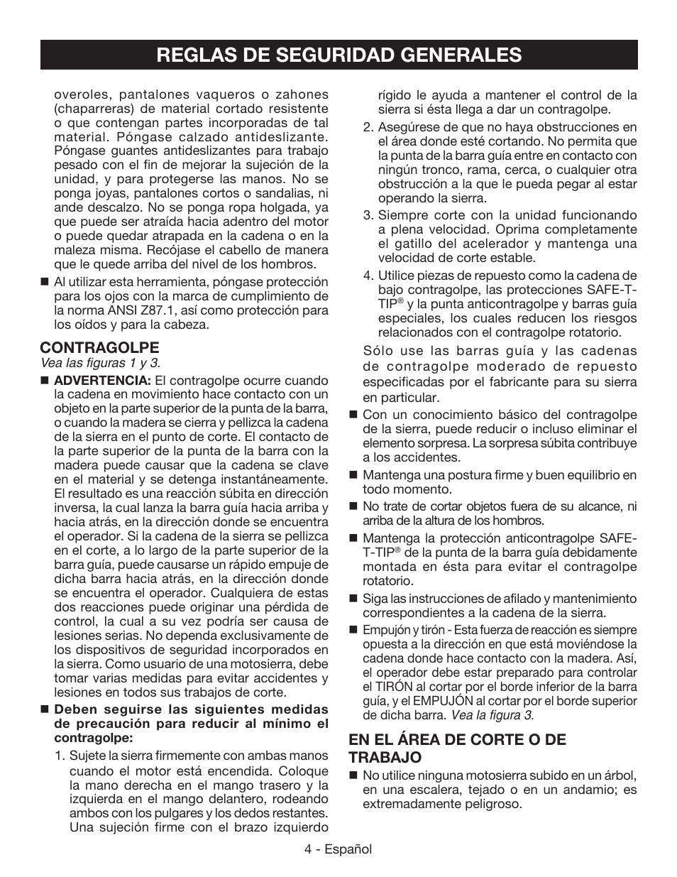 Reglas de seguridad generales | Ryobi P541 User Manual | Page 50 / 70
