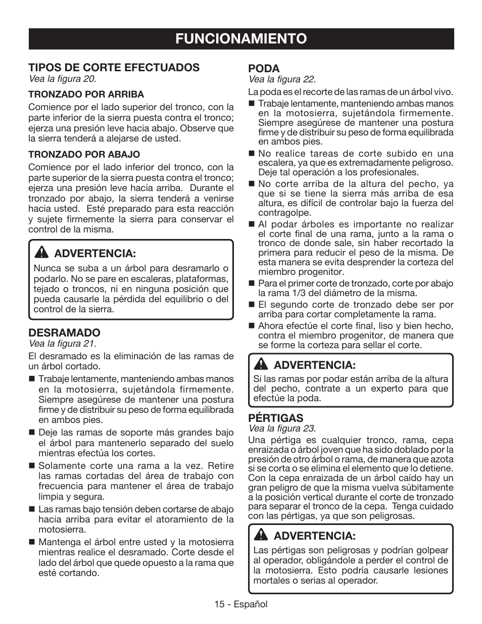 Funcionamiento | Ryobi P541 User Manual | Page 61 / 70