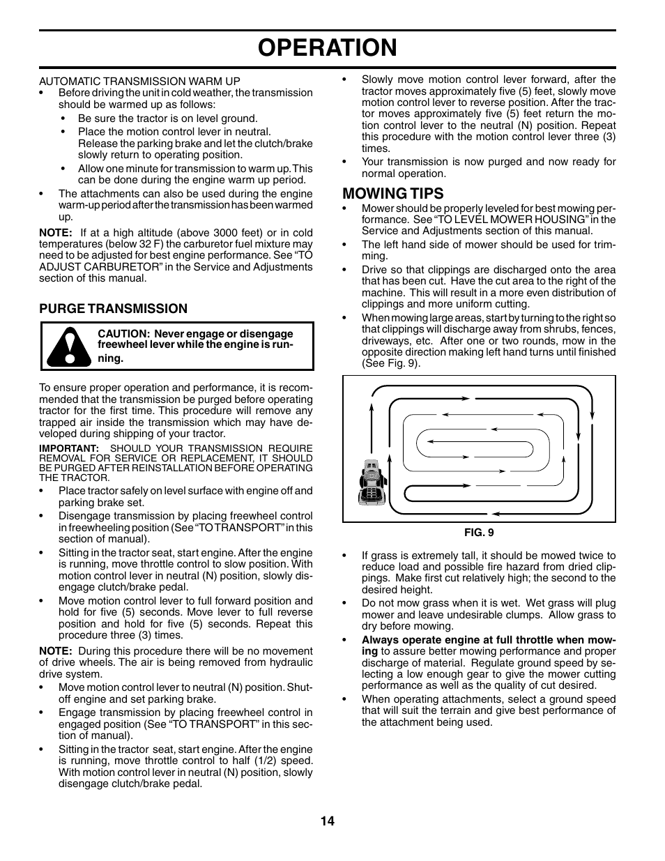 Operation, Mowing tips | Ryobi 197788 User Manual | Page 14 / 30