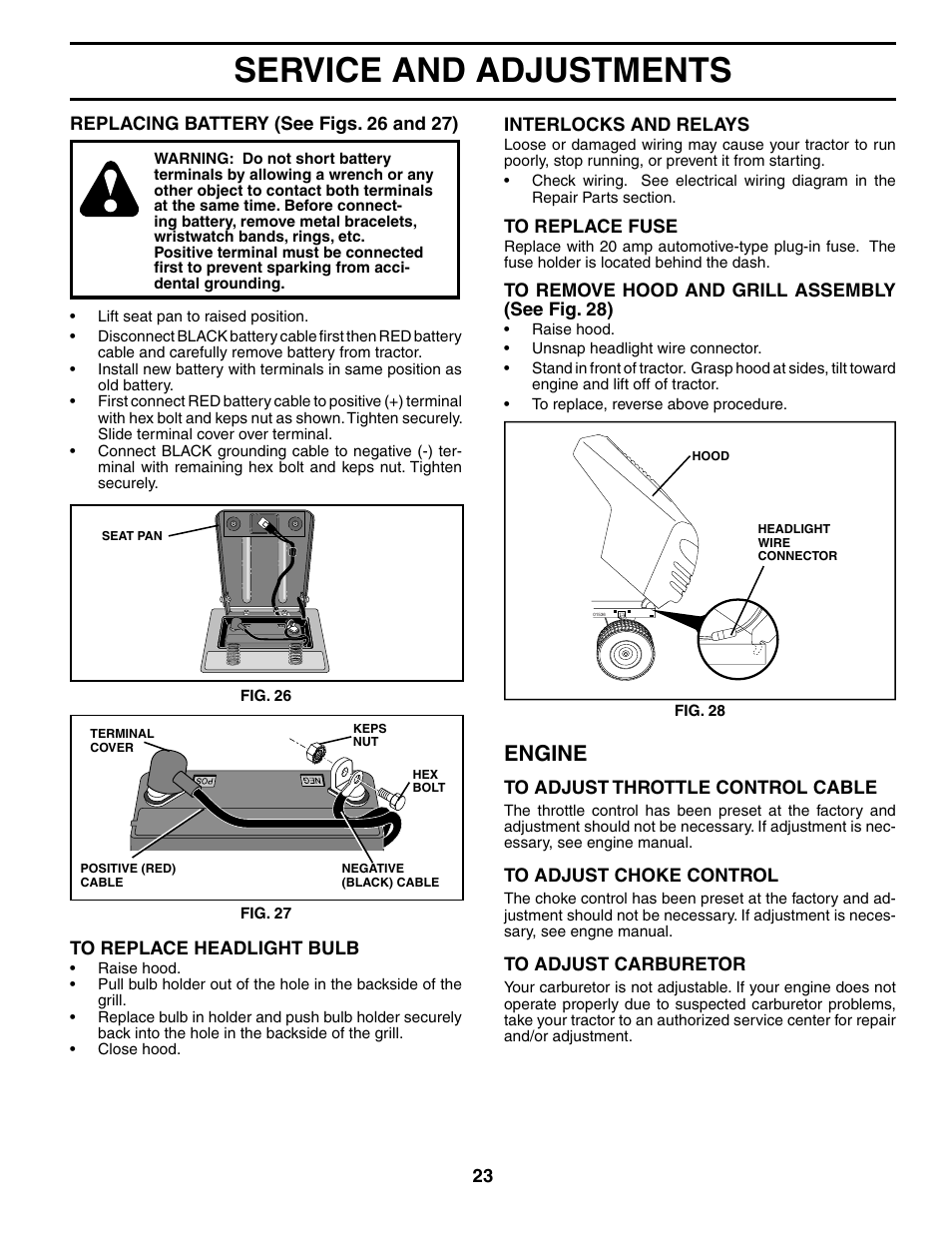 Service and adjustments, Engine | Ryobi 197788 User Manual | Page 23 / 30