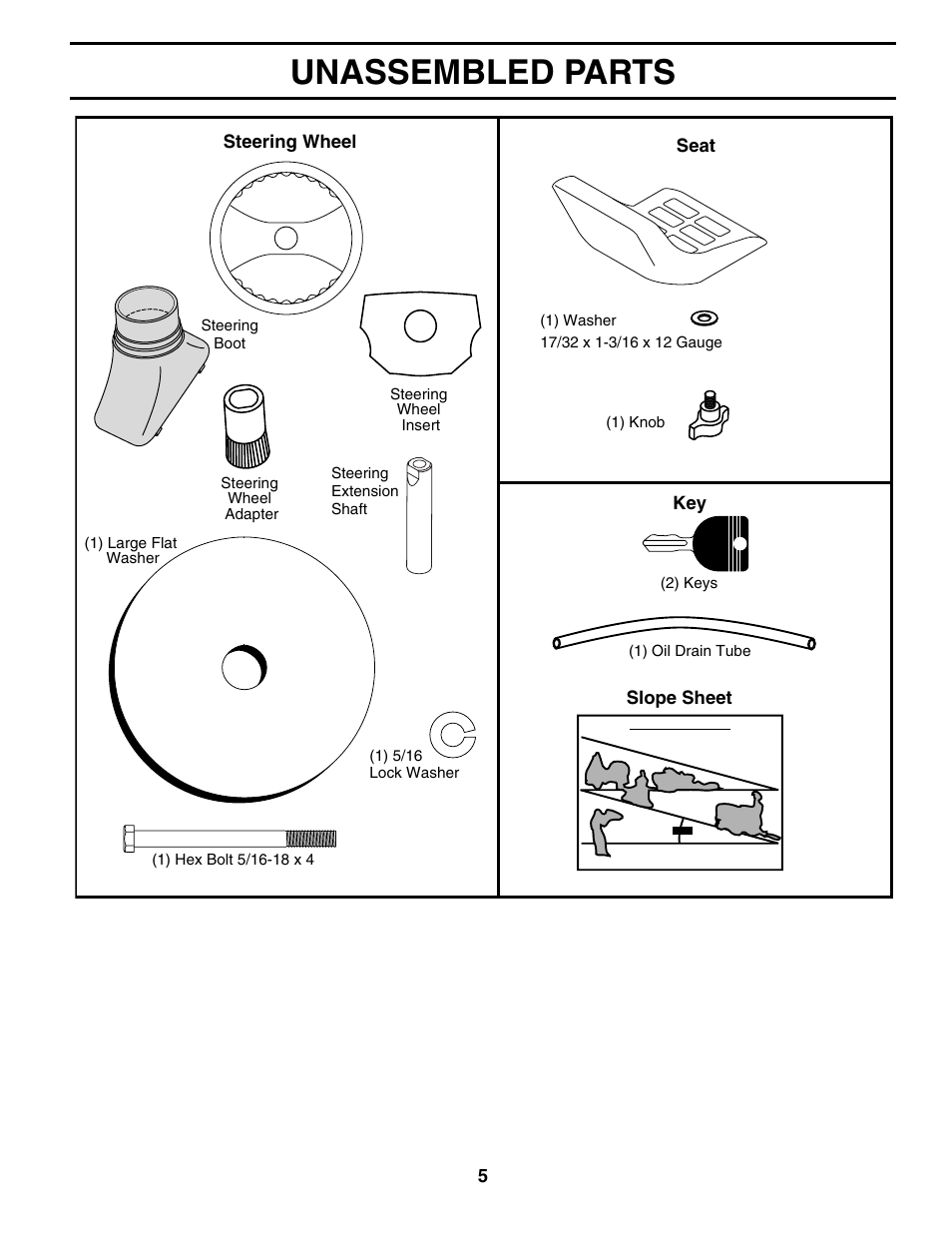 Unassembled parts | Ryobi 197788 User Manual | Page 5 / 30
