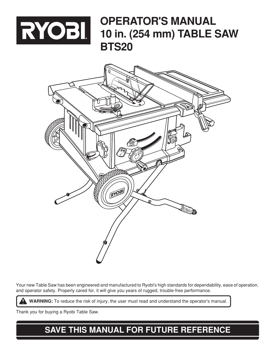 Ryobi BTS20 User Manual | 34 pages