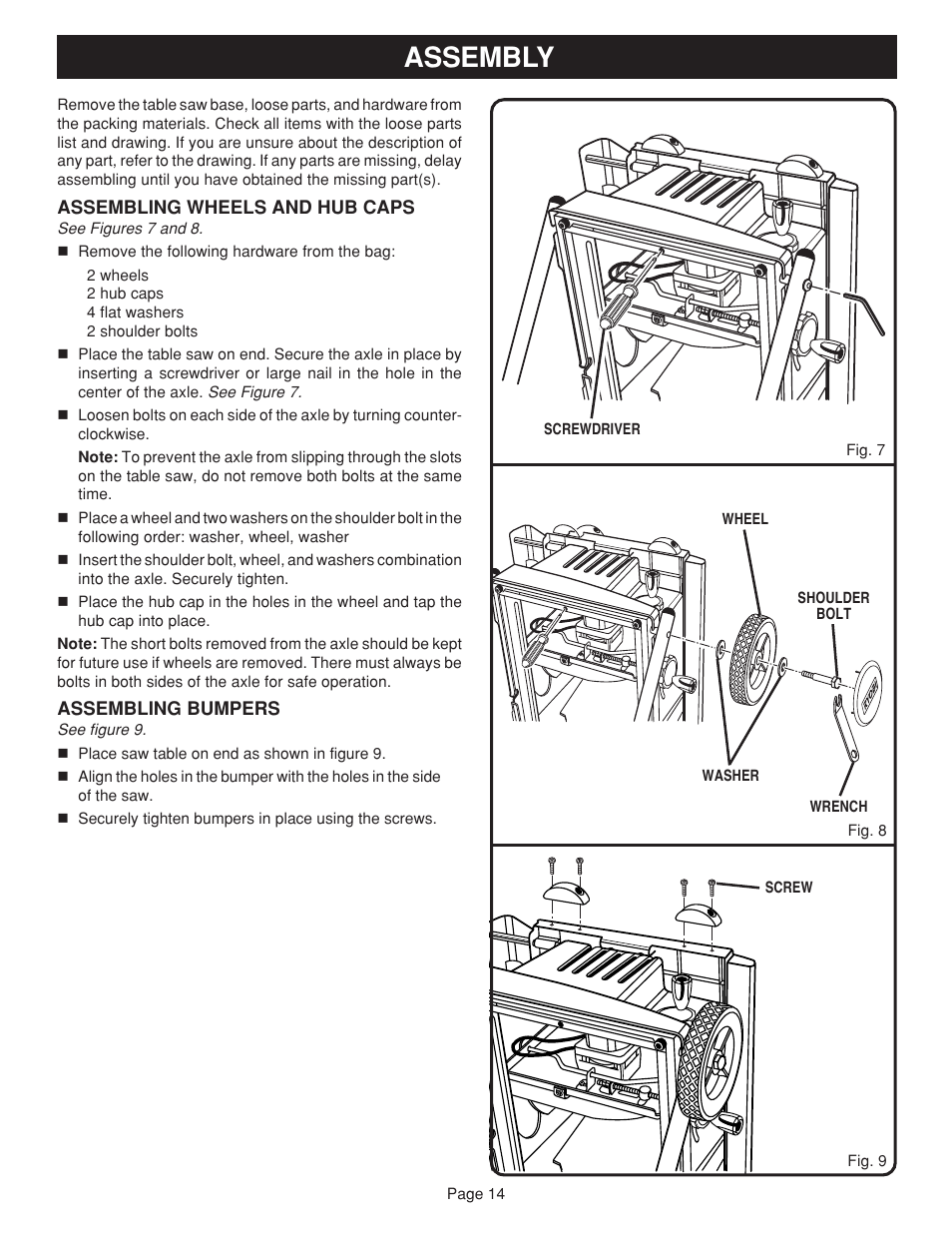 Assembly | Ryobi BTS20 User Manual | Page 14 / 34
