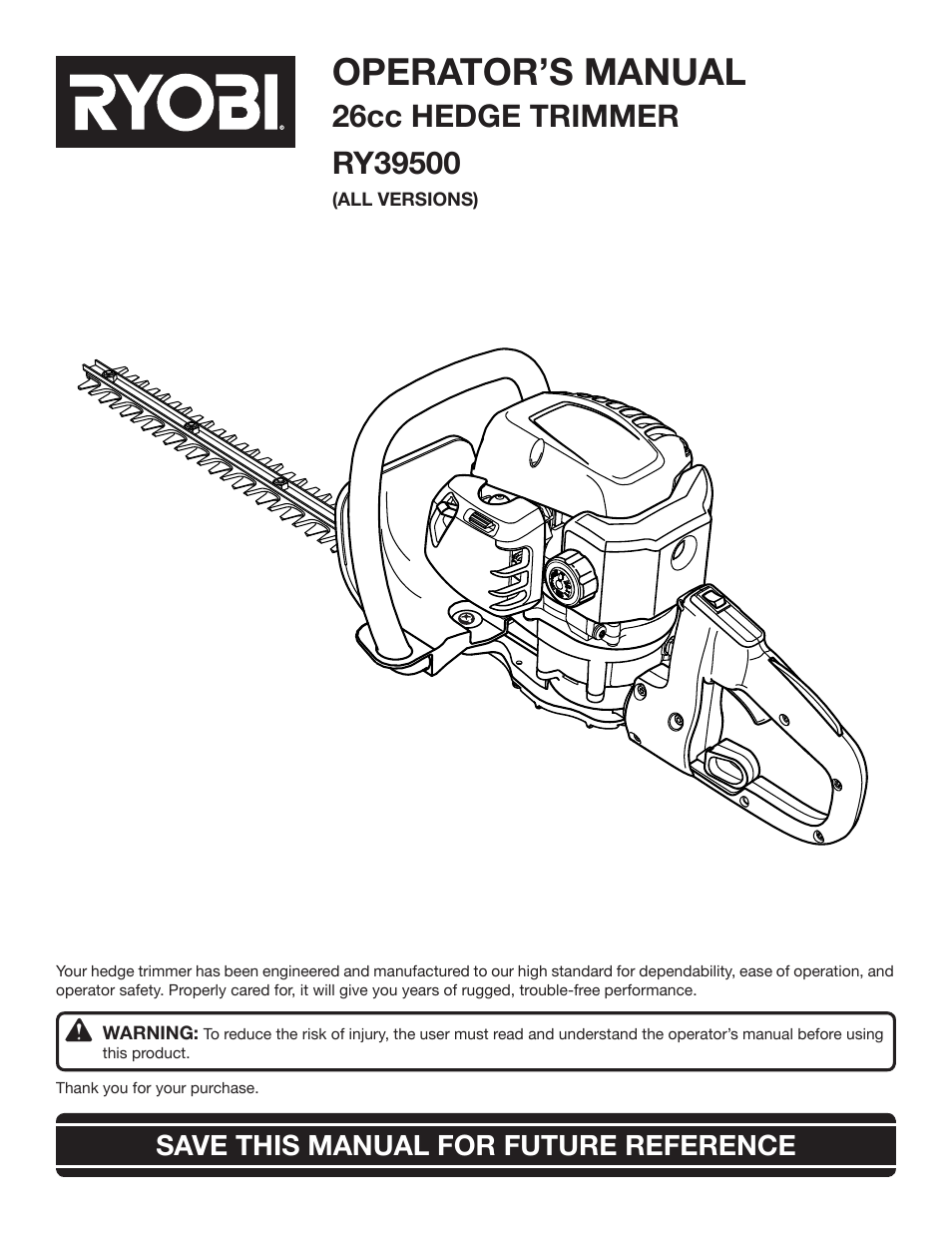 Ryobi RY39500 User Manual | 18 pages