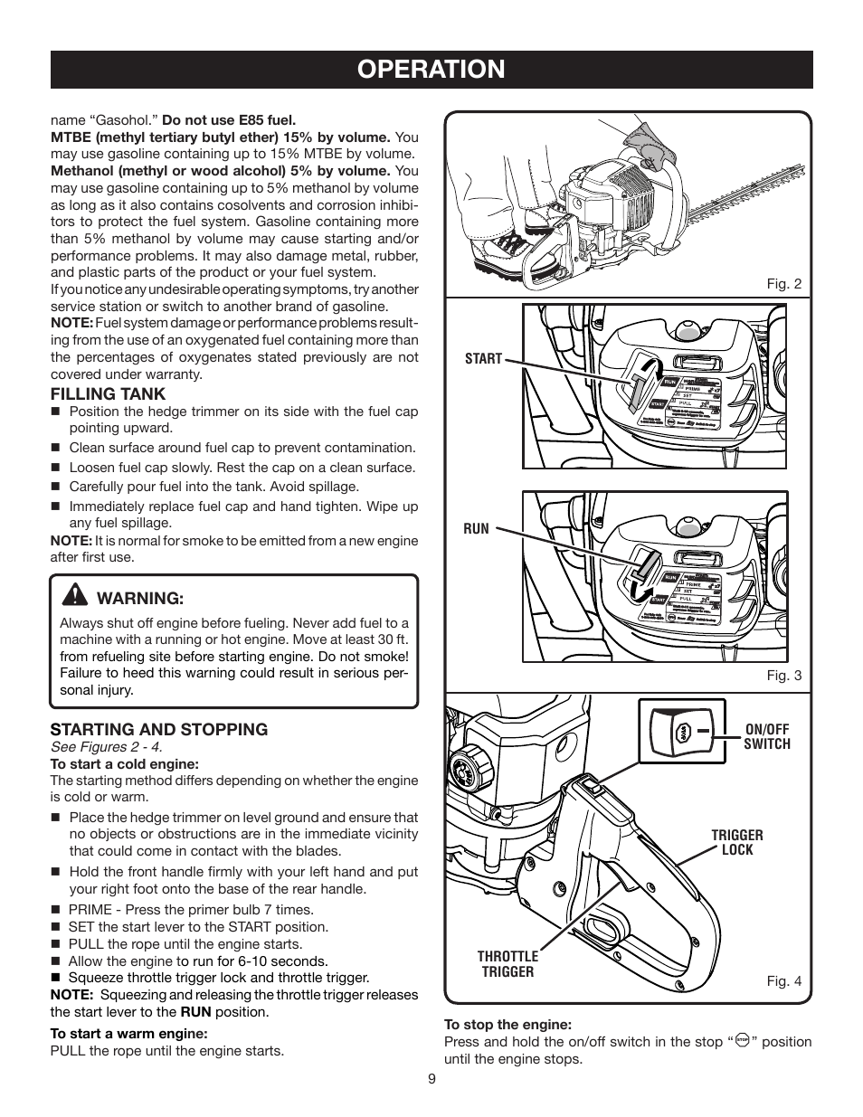 Operation | Ryobi RY39500 User Manual | Page 9 / 18