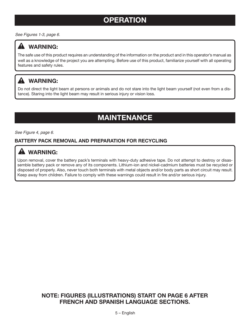 Operation, Maintenance | Ryobi P703 User Manual | Page 5 / 16