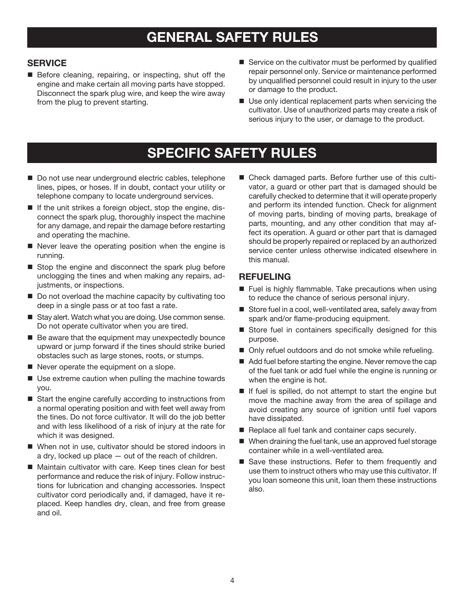 Specific safety rules general safety rules | Ryobi RY60512 User Manual | Page 4 / 22