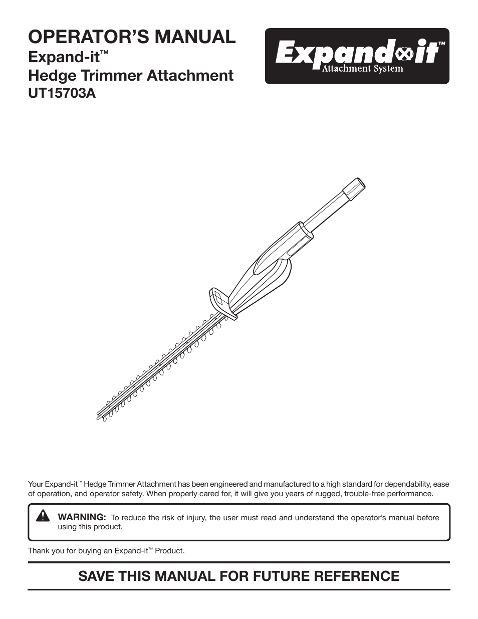 Ryobi Expand-it UT15703A User Manual | 12 pages