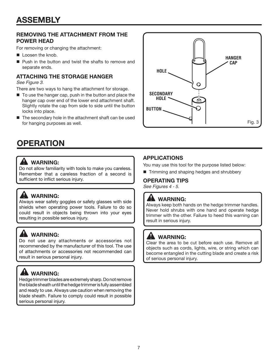 Assembly, Operation | Ryobi Expand-it UT15703A User Manual | Page 7 / 12