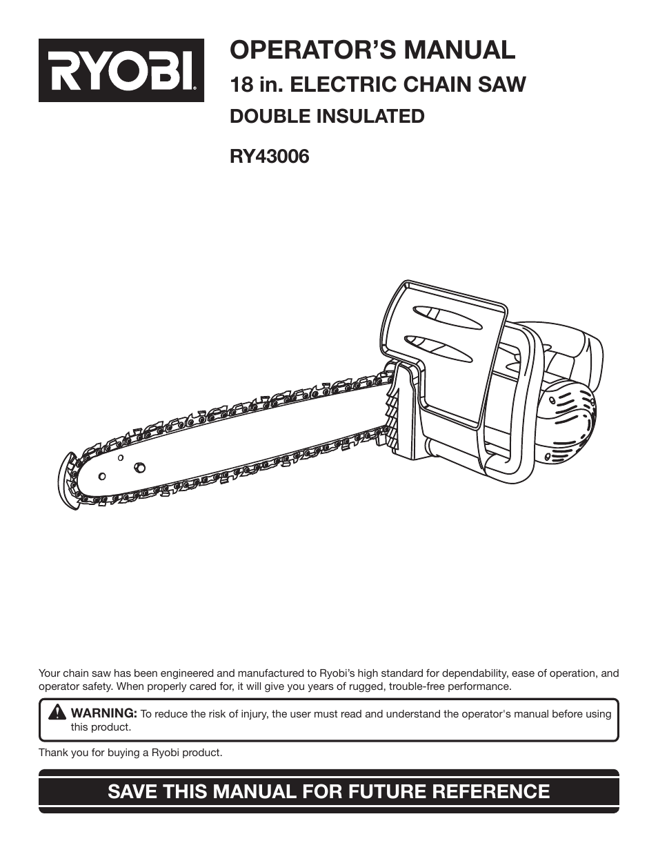 Ryobi RY43006 User Manual | 30 pages