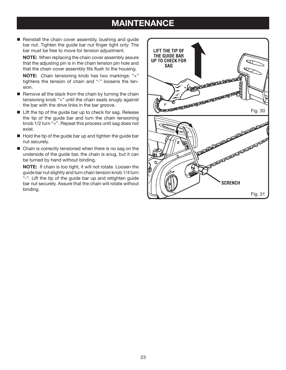 Maintenance | Ryobi RY43006 User Manual | Page 23 / 30