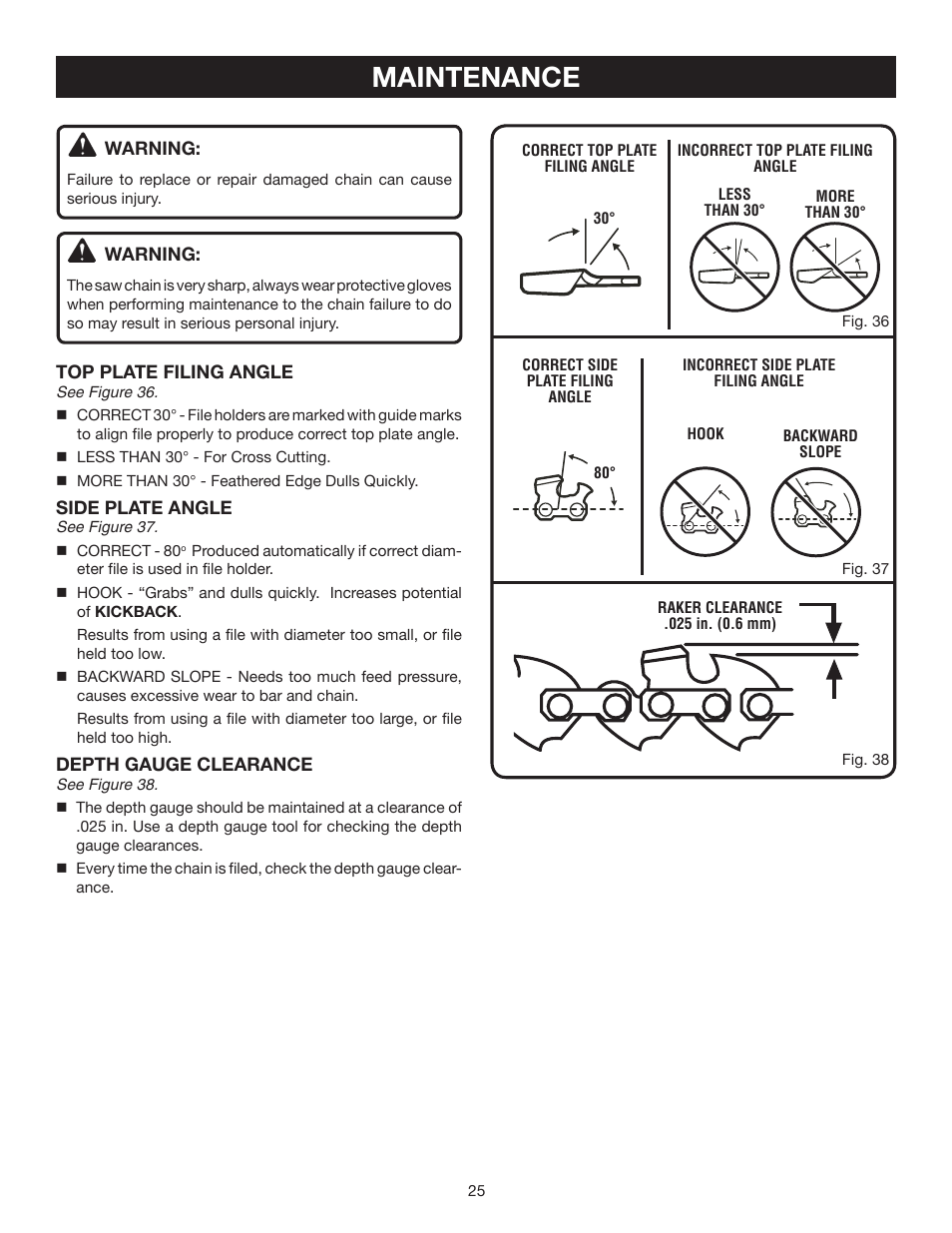 Maintenance | Ryobi RY43006 User Manual | Page 25 / 30