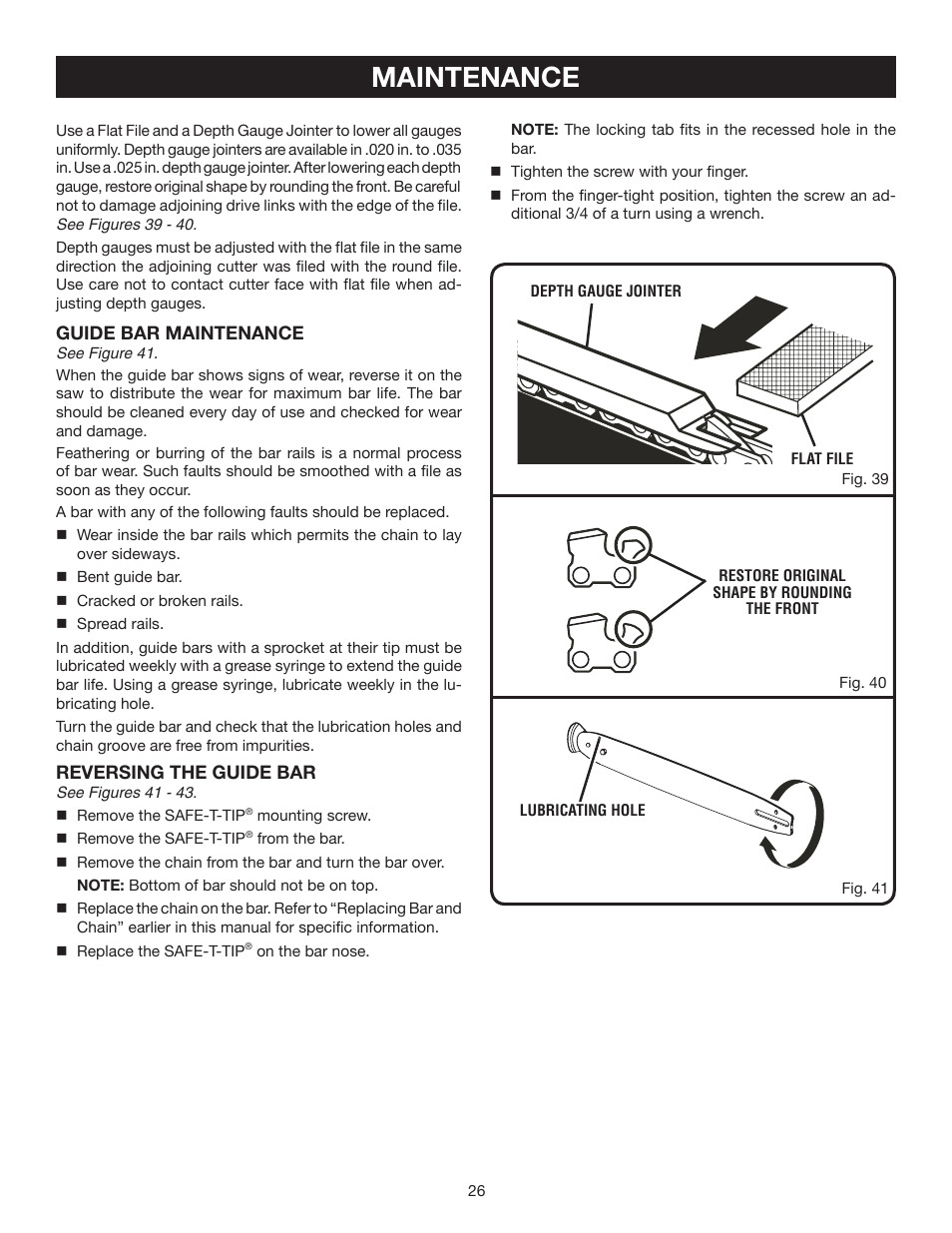 Maintenance | Ryobi RY43006 User Manual | Page 26 / 30